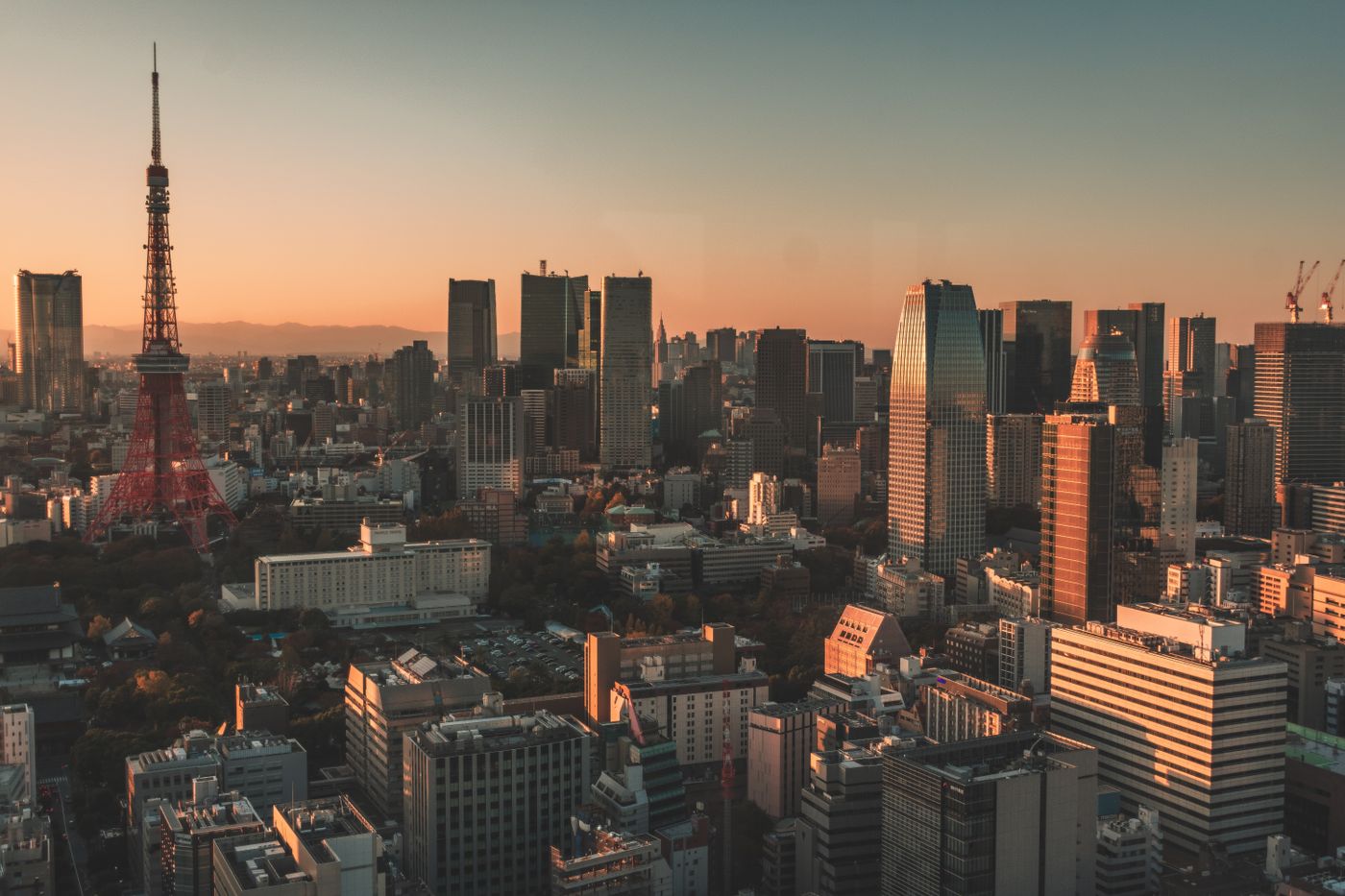 夕暮れの都市風景